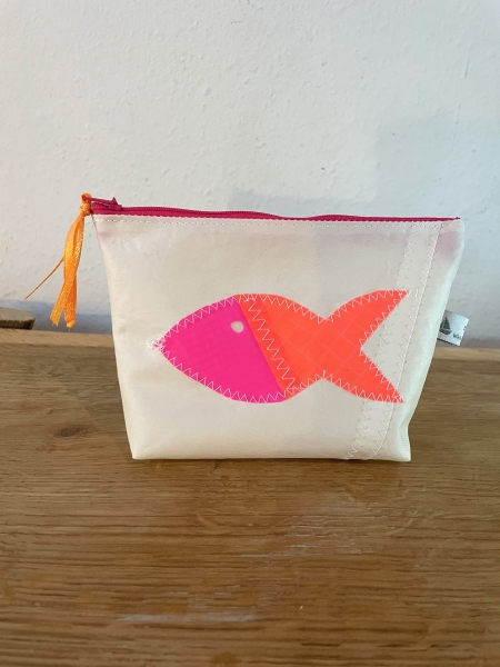 Segeltuchtäschchen mit Fisch pink/orange